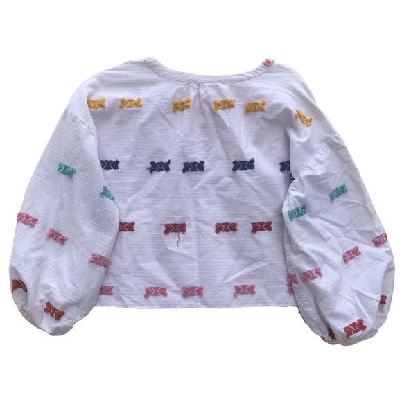 Lou & Grey For Loft Getaway Peasant Blouse White Women's Small 100% Cotton - Picture 2 of 7